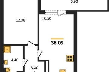 Фото №1: 1-комнатная квартира 38 м² - Краснодар, мкр. жилой комплекс Друзья, ул. имени Генерала Брусилова, 28к4