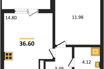 Фото №1: 1-комнатная квартира 36 м² - Краснодар, мкр. жилой комплекс Друзья, ул. имени Генерала Брусилова, 28к4