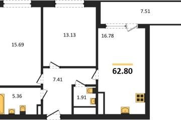 Фото №1: 2-комнатная квартира 62 м² - Краснодар, мкр. жилой комплекс Друзья, ул. имени Генерала Брусилова, 28к4
