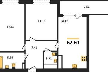 Фото №1: 2-комнатная квартира 62 м² - Краснодар, мкр. жилой комплекс Друзья, ул. имени Генерала Брусилова, 28к4