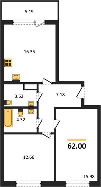 Фото №1: 2-комнатная квартира 62 м² - Краснодар, Прикубанский внутригородской округ, мкр. жилой комплекс Друзья, ул. имени Генерала Брусилова, 28к4