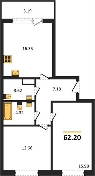 Фото №1: 2-комнатная квартира 62 м² - Краснодар, Прикубанский внутригородской округ, мкр. жилой комплекс Друзья, ул. имени Генерала Брусилова, 28к4