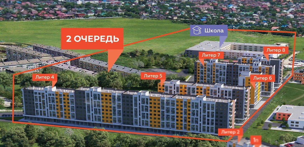 Фото №2: 2-комнатная квартира <span class="whitespace-nowrap">62 м²</span>, <span class="whitespace-nowrap">2/9 эт.</span> - Краснодар, Прикубанский внутригородской округ, мкр. жилой комплекс Друзья, ул. имени Генерала Брусилова, 28к4