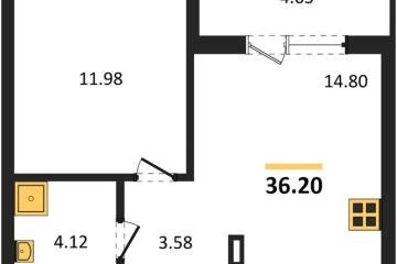 Фото №1: 1-комнатная квартира 36 м² - Краснодар, мкр. жилой комплекс Друзья, ул. имени Генерала Брусилова, 28к4