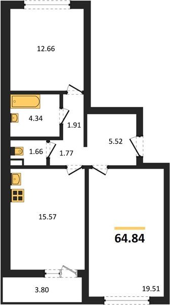 Фото №1: 2-комнатная квартира 64 м² - Майкоп, ул. Олега Цокова, 2
