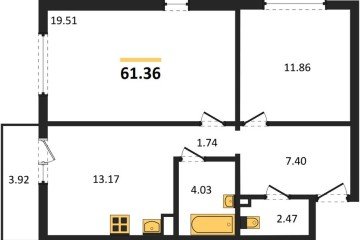 Фото №1: 2-комнатная квартира 61 м² - Майкоп, ул. Олега Цокова, 2