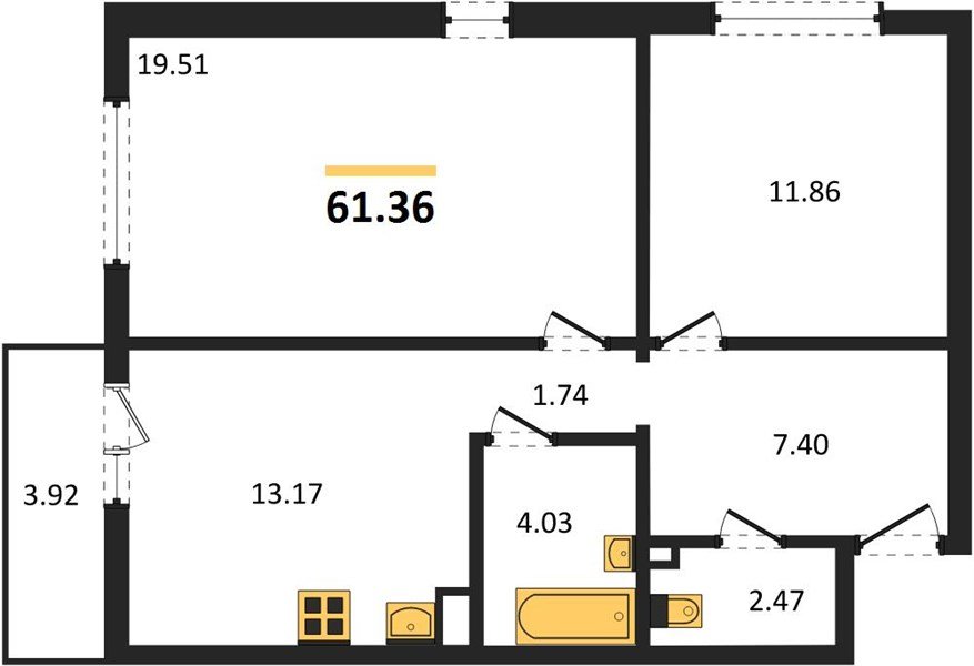 Фото №1: 2-комнатная квартира 61 м² - Майкоп, ул. Олега Цокова, 2