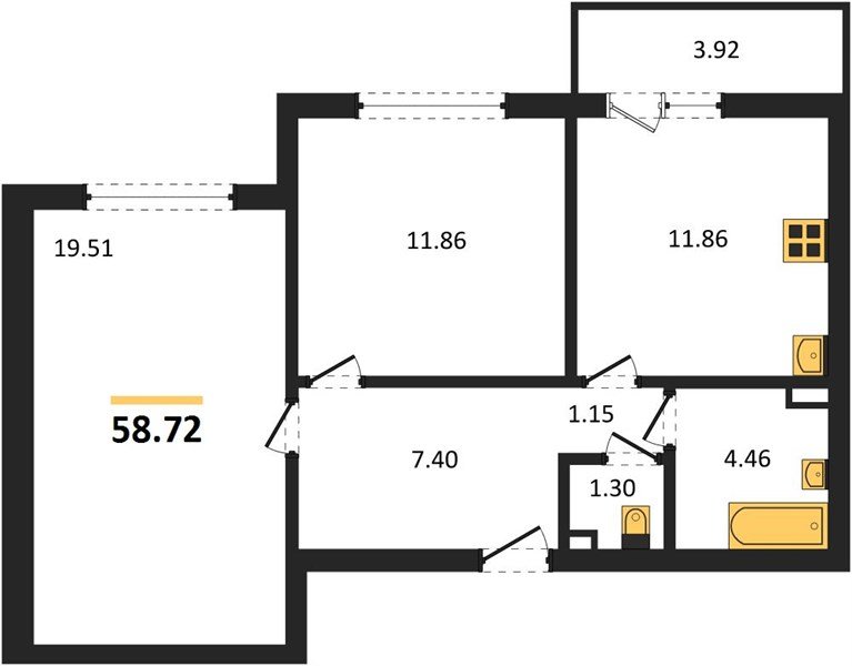 Фото №1: 2-комнатная квартира 58 м² - Краснодар, жилой комплекс Квартал № 6, Восточный, мкр. Прикубанский внутригородской округ, ул. Генерал-лейтенанта Александра Сапрунова, 42