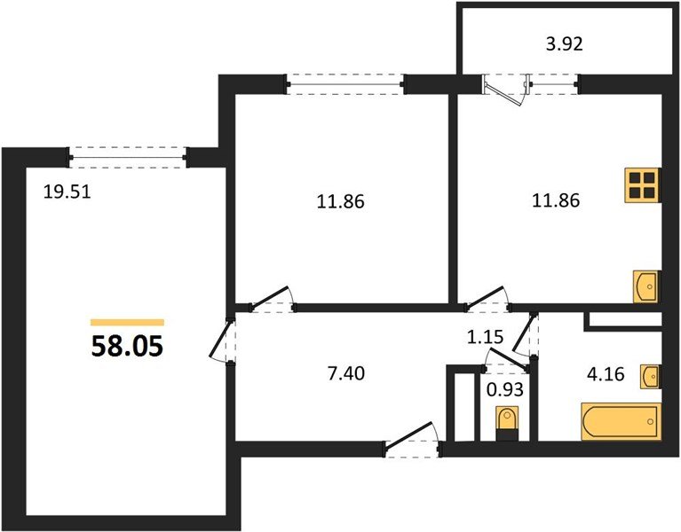 Фото №1: 2-комнатная квартира 58 м² - Краснодар, жилой комплекс Квартал № 6, Восточный, мкр. Прикубанский внутригородской округ, ул. Генерал-лейтенанта Александра Сапрунова, 42