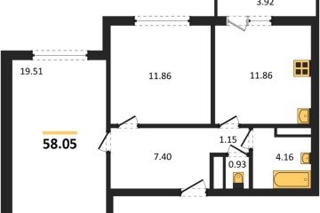 Фото №1: 2-комнатная квартира 58 м² - Краснодар, мкр. Прикубанский внутригородской округ, ул. Генерал-лейтенанта Александра Сапрунова, 42
