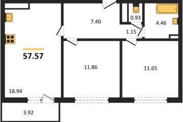 Фото №1: 2-комнатная квартира 57 м² - Краснодар, мкр. Прикубанский внутригородской округ, ул. Генерал-лейтенанта Александра Сапрунова, 42