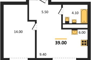 Фото №1: 1-комнатная квартира 39 м² - Яблоновский, мкр. жилой комплекс Грин Эпл, 