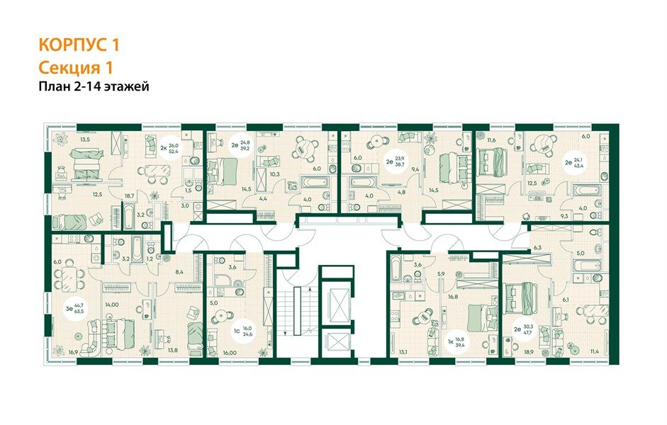 Фото №8: Студия 24 м² - Яблоновский, мкр. жилой комплекс Грин Эпл