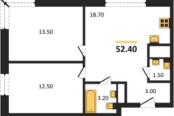 Фото №1: 2-комнатная квартира 52 м² - Яблоновский, мкр. жилой комплекс Грин Эпл, 