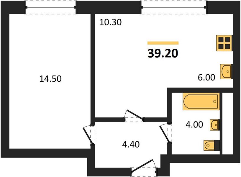 Фото №1: 1-комнатная квартира 39 м² - Яблоновский, мкр. жилой комплекс Грин Эпл