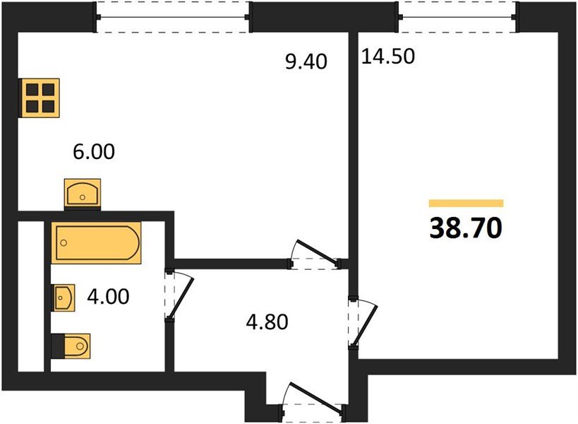 Фото №1: 1-комнатная квартира 38 м² - Яблоновский, мкр. жилой комплекс Грин Эпл