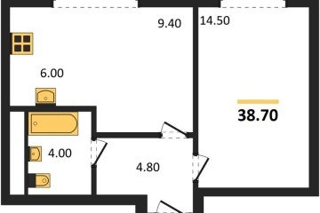 Фото №1: 1-комнатная квартира 38 м² - Яблоновский, мкр. жилой комплекс Грин Эпл, 