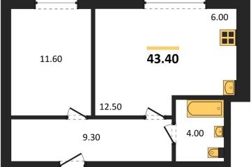 Фото №1: 1-комнатная квартира 43 м² - Яблоновский, мкр. жилой комплекс Грин Эпл, 