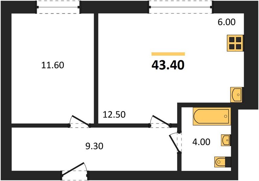 Фото №1: 1-комнатная квартира 43 м² - Яблоновский, мкр. жилой комплекс Грин Эпл