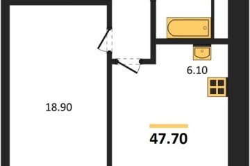 Фото №1: 1-комнатная квартира 47 м² - Яблоновский, мкр. жилой комплекс Грин Эпл, 