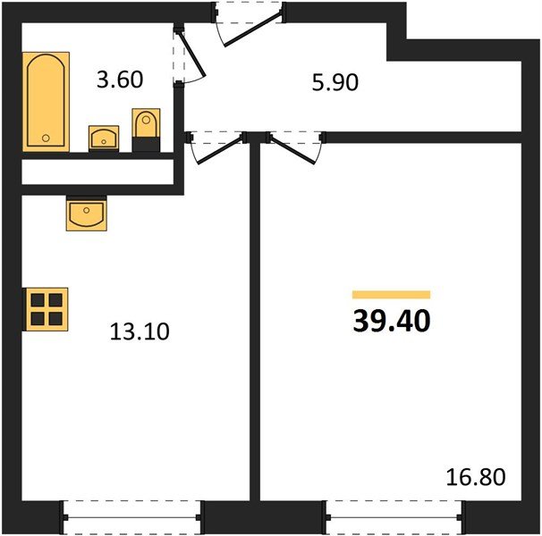 Фото №1: 1-комнатная квартира 39 м² - Яблоновский, мкр. жилой комплекс Грин Эпл