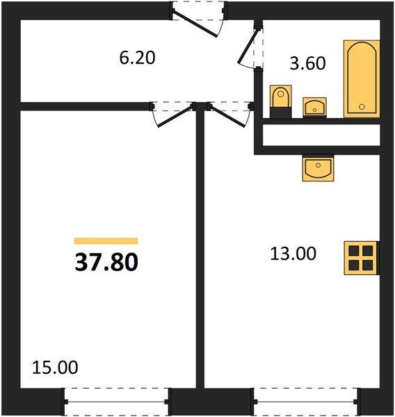 Фото №1: 1-комнатная квартира 37 м² - Яблоновский, мкр. жилой комплекс Грин Эпл