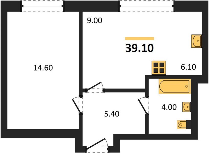 Фото №1: 1-комнатная квартира 39 м² - Яблоновский, мкр. жилой комплекс Грин Эпл