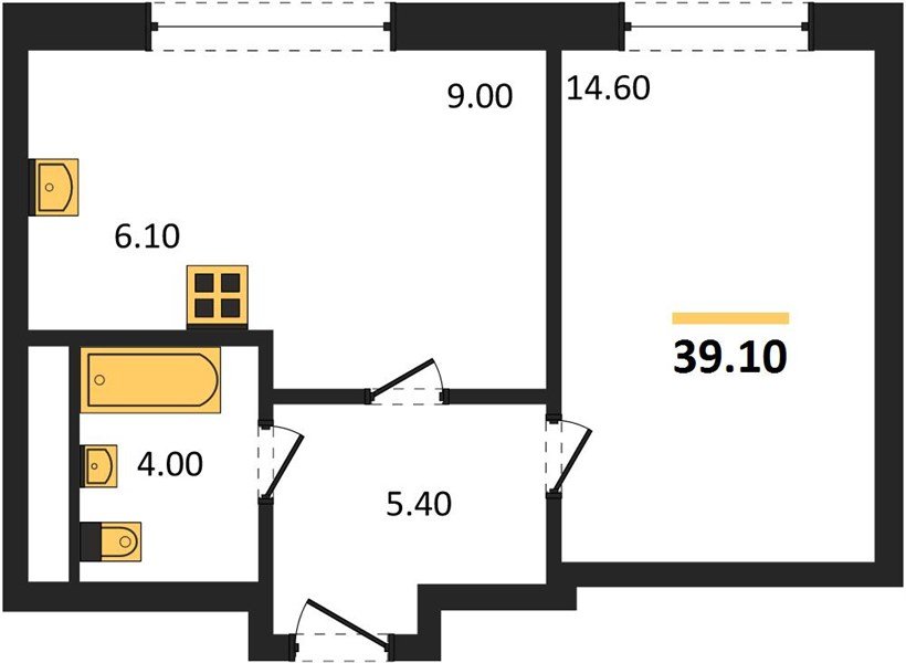 Фото №1: 1-комнатная квартира 39 м² - Яблоновский, мкр. жилой комплекс Грин Эпл