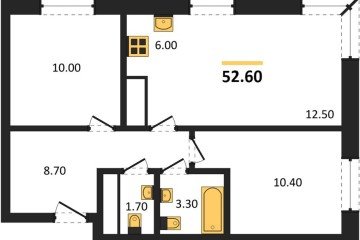 Фото №1: 2-комнатная квартира 52 м² - Яблоновский, мкр. жилой комплекс Грин Эпл, 