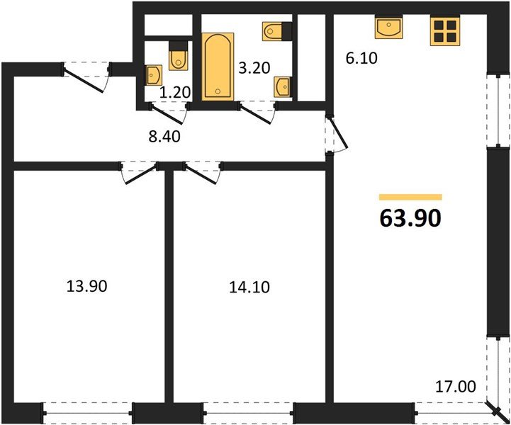 Фото №1: 2-комнатная квартира 63 м² - Яблоновский, жилой комплекс Грин Эпл, 