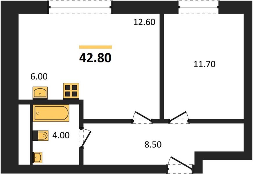 Фото №1: 1-комнатная квартира 42 м² - Яблоновский, мкр. жилой комплекс Грин Эпл