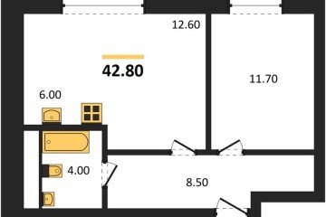 Фото №1: 1-комнатная квартира 42 м² - Яблоновский, мкр. жилой комплекс Грин Эпл, 