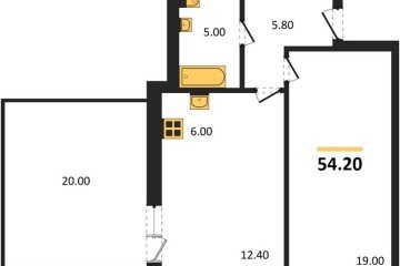 Фото №1: 1-комнатная квартира 54 м² - Яблоновский, мкр. жилой комплекс Грин Эпл, 