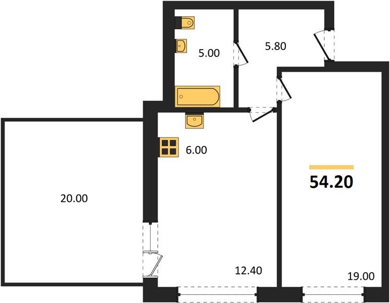 Фото №1: 1-комнатная квартира 54 м² - Яблоновский, мкр. жилой комплекс Грин Эпл