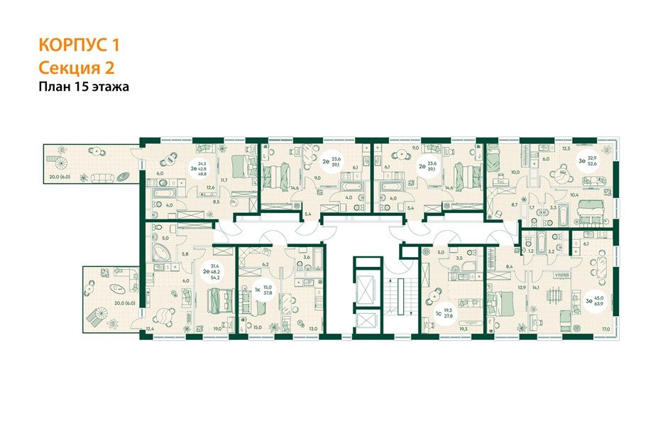 Фото №8: 2-комнатная квартира 63 м² - Яблоновский, жилой комплекс Грин Эпл