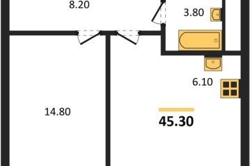 Фото №1: 1-комнатная квартира 45 м² - Яблоновский, мкр. жилой комплекс Грин Эпл, 