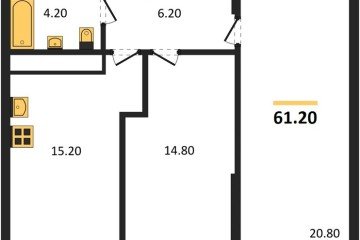 Фото №1: 2-комнатная квартира 61 м² - Яблоновский, мкр. жилой комплекс Грин Эпл, 