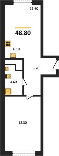 Фото №1: 1-комнатная квартира 48 м² - Яблоновский, мкр. жилой комплекс Грин Эпл