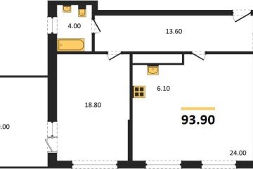 Фото №1: 2-комнатная квартира 93 м² - Яблоновский, мкр. жилой комплекс Грин Эпл, 