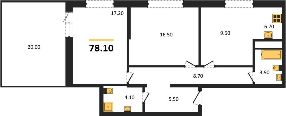 Фото №1: 2-комнатная квартира 78 м² - Яблоновский, мкр. жилой комплекс Грин Эпл
