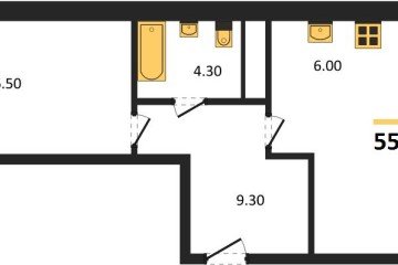 Фото №1: 1-комнатная квартира 55 м² - Яблоновский, мкр. жилой комплекс Грин Эпл, 