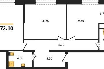 Фото №1: 2-комнатная квартира 72 м² - Яблоновский, мкр. жилой комплекс Грин Эпл, 
