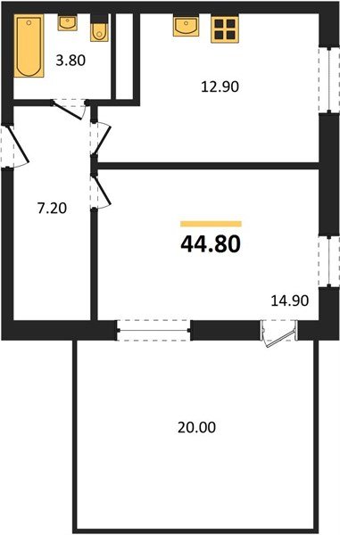 Фото №1: 1-комнатная квартира 44 м² - Яблоновский, мкр. жилой комплекс Грин Эпл