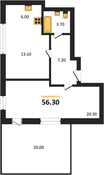 Фото №1: 1-комнатная квартира 56 м² - Яблоновский, мкр. жилой комплекс Грин Эпл