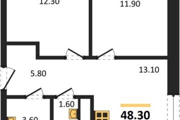 Фото №1: 2-комнатная квартира 48 м² - Яблоновский, мкр. жилой комплекс Грин Эпл, 