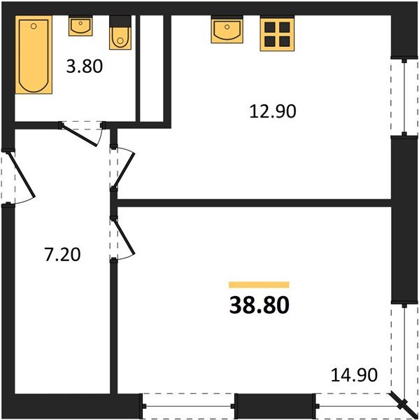 Фото №1: 1-комнатная квартира 38 м² - Яблоновский, мкр. жилой комплекс Грин Эпл