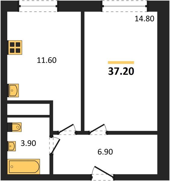 Фото №1: 1-комнатная квартира 37 м² - Яблоновский, мкр. жилой комплекс Грин Эпл