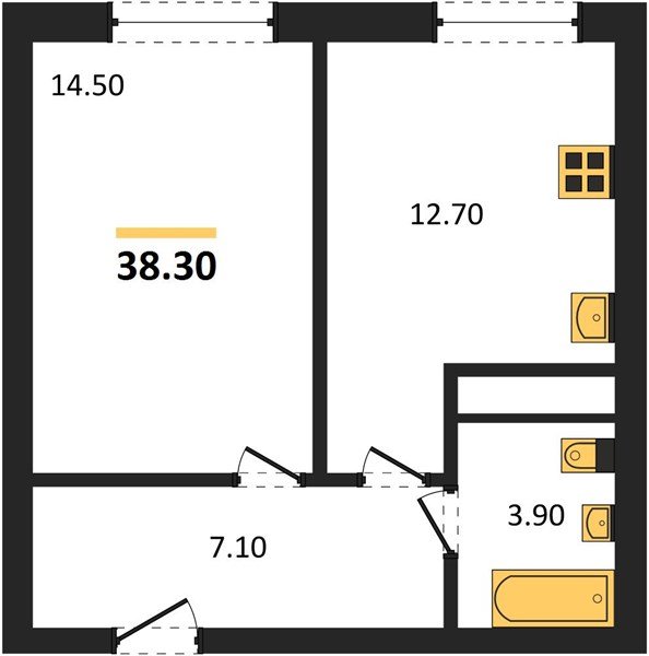 Фото №1: 1-комнатная квартира 38 м² - Яблоновский, мкр. жилой комплекс Грин Эпл