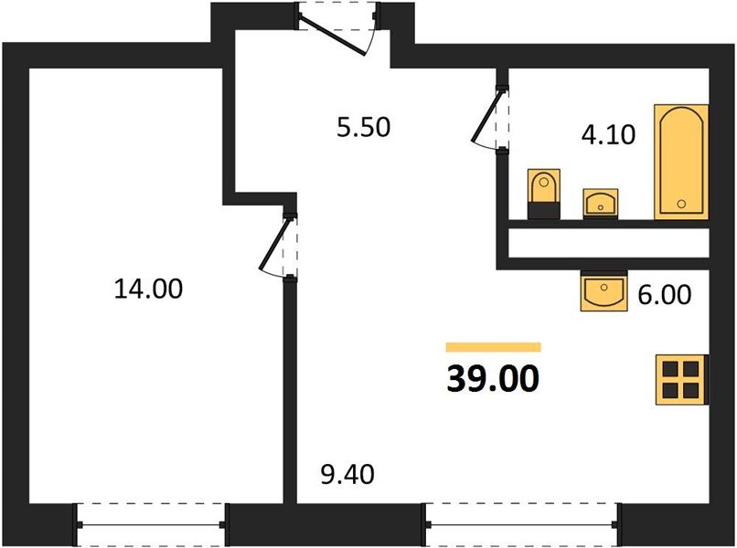 Фото №1: 1-комнатная квартира 39 м² - Яблоновский, мкр. жилой комплекс Грин Эпл
