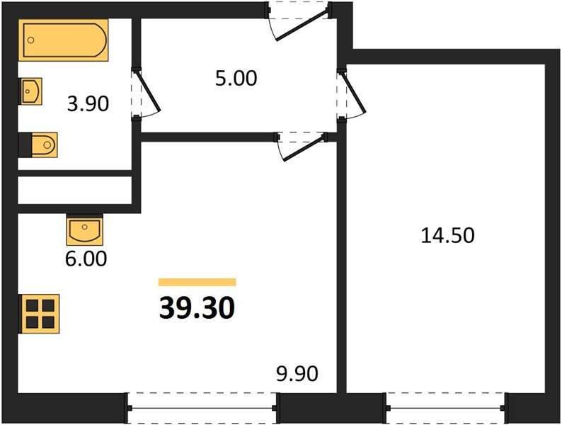 Фото №1: 1-комнатная квартира 39 м² - Яблоновский, мкр. жилой комплекс Грин Эпл